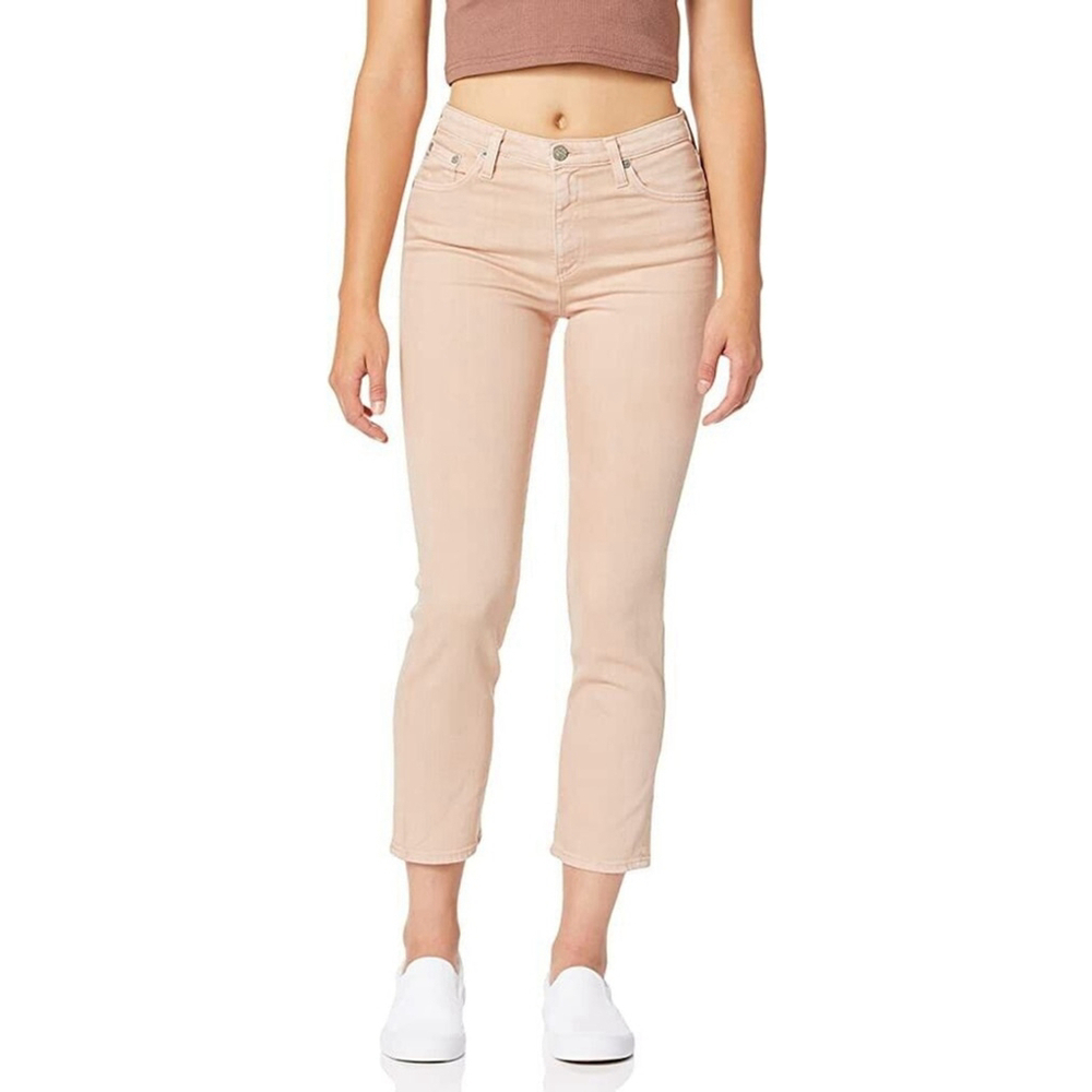 NWOT Women's AG The Isabelle High Rise Straight Crop Jeans, Pink, Size 24-26​